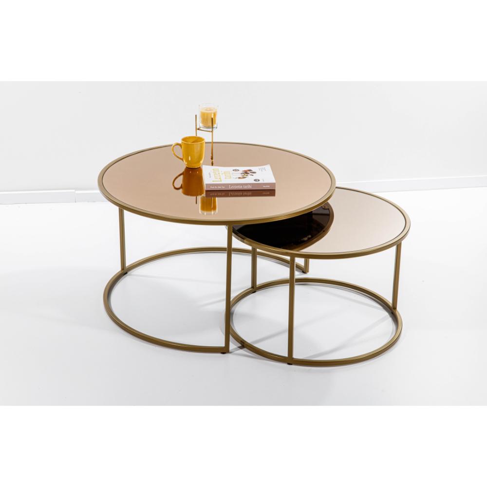 _Y6A0070 Circle Orta Sehpa Eskitme - Bronz - Görsel 1